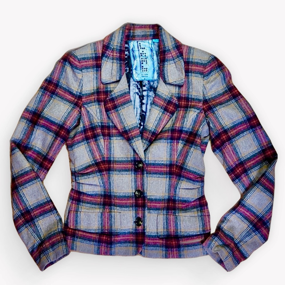 L.A.M.B. Red and Brown Plaid Blazer